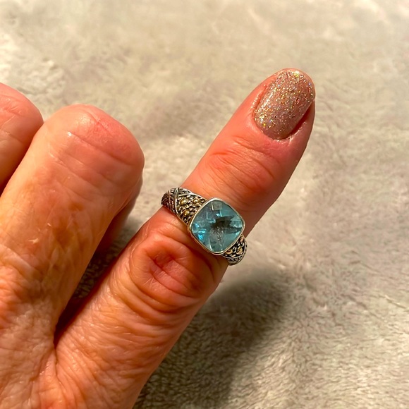 Samuel B. Sterling and blue topaz ring - Picture 1 of 4
